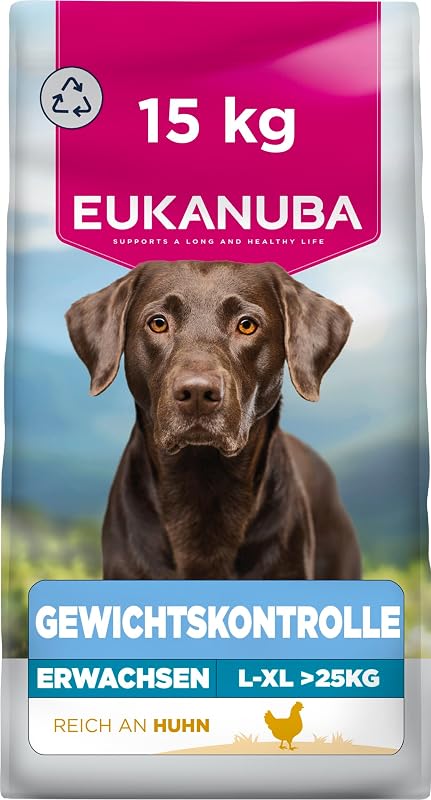 Weight Control Hundefutter mit Huhn für große Rassen, 15 kg