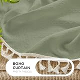 Joydeco Sage Green Boho Curtains 108in 2 Panels Rod Pocket Semi Sheer view 4