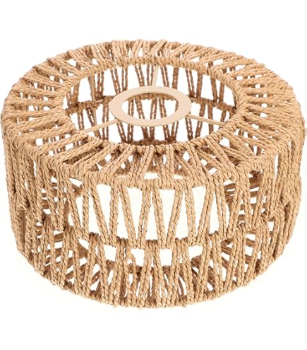 Cabilock Woven Lamp Shade with Metal Frame, Boho Round Small