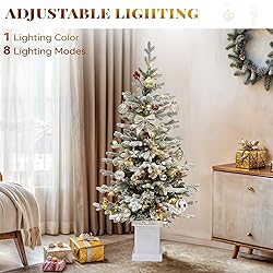 YITAHOME Potted Pre-Lit Flocked Arctic Fir Pencil