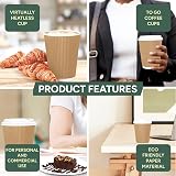 Zuvo 8oz Ripple Disposable Cups with Lids 30 Pack – Leak-Proof, Triple Wall view 4