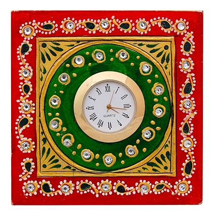 Special Dealz Items for Home Decoration New Year Gift Analog Multicolor Marble Tabletop Clock