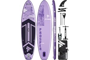 Flypark 11'x34 Inflatable Paddle Boards, Extra Wide SUP for 420lbs/3Adults, Yoga Stand Up Paddle Board, 110L Backpack, 15 D-Rings, Shoulder Strap, US-Fin, 2-Action Pump