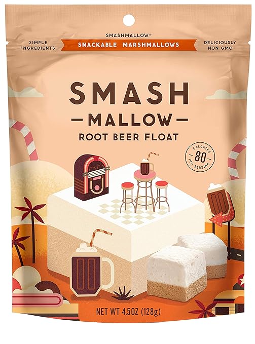 Root Beer Float by SMASHMALLOW | Snackable Marshmallows | Non-GMO | Organic Cane Sugar | 80 calories