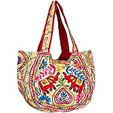 TribeAzure Elephant Tote Embroidered Mirror Shoulder Bag Boho Hippie Top Handle Satchel Summer Beach Casual Fashion