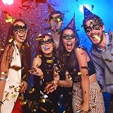 Aomig 6 Pcs Black Lace Masquerade Masks for Women Venetian Party Elegant Eye view 5