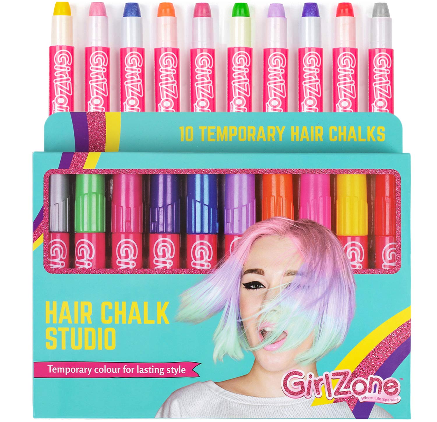 Amazon Com Girlzone Hair Chalk Set For Girls 10 Piece Temporary