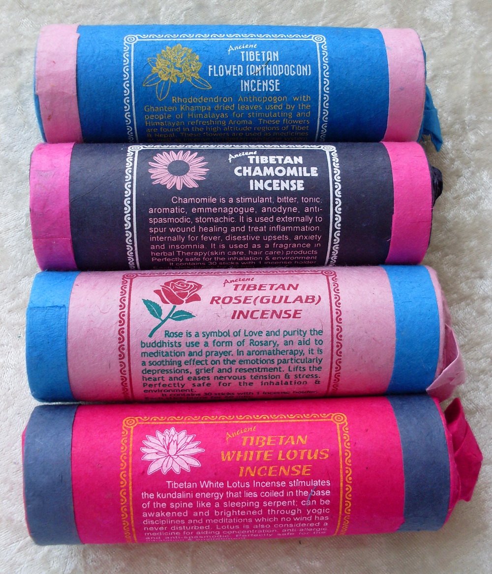 Tibetan/Nepalese Incense Rhododendron, Chamomile, Lotus & Rose Joss Sticks - Pack Of 4