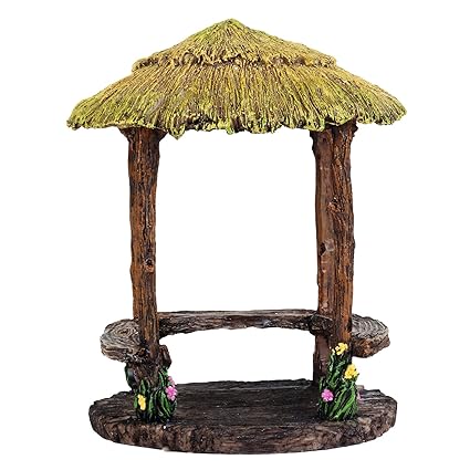 Wonderland 5.5-inch Miniature Fairy Garden Thatch Gazebo for Planter/Bonsai/Terrarium/Dollhouse/Kids Room Decor (Multicolour)