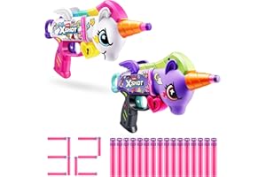 XSHOT Blastercorn 2-Pack by ZURU – Unicorn-Themed Dart Blasters in White & Purple with Flapping Wings, 32 Air Pocket Darts & 