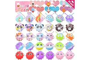 KISSFREE Valentines Day Gifts for Kids,30 Valentines Day Cards for Kids Classroom with 30 Pack Pop Fidget ball,Valentines Party Favors for Kids,Valentine Exchange Gifts for Girls Boys School Classroom