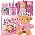 Big Sister Gifts for Girls, 6-in-1 Baby Shower & Hospital Gifts for Girls Promoted to Sister, Embrace Their New Role with Big Sister-Themed Teddy Bear, Book, Bracelet & Cup