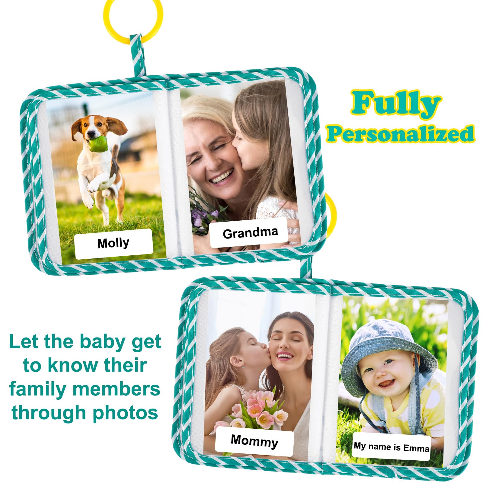 Baby Photo Album Holds 17 4x6 Pictures My First Soft Cloth Family Photo Book with Name Tag Stickers Fabric Kid Memory Keepsake Gift for Newborn Toddler Boy Girl Baby Shower(Green Dino)