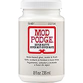 Mod Podge Super Matte, Premium All-in-One Glue, Sealer, and Finish, 8 fl oz, CS27596, Clear