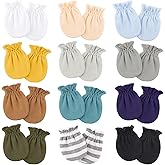 BQUBO 12 Pairs Baby Mittens Newborn Infant Toddler Mittens No Scratch Cotton Elastic Wrist Gloves for Boys Girls 0-6 Months
