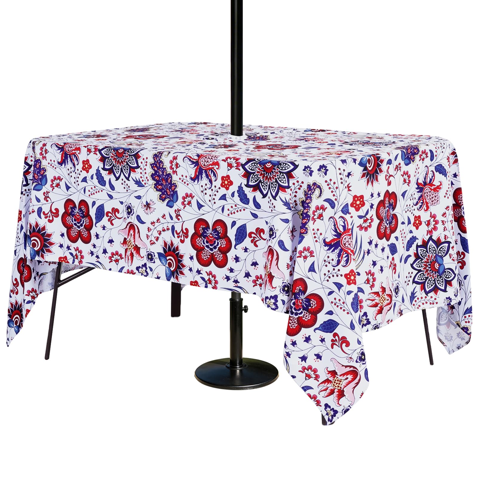 3E Home Outdoor Table Cloth with Parasol Hole,Splashproof Patio Rectangle Tablecloth with Zipper for Garden Picnic BBQ Party[52X70 inch(132X178 cm)] — image 1