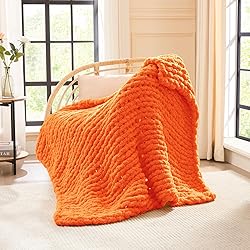 L'AGRATY Chunky Knit Blanket Throw - Soft Chenille