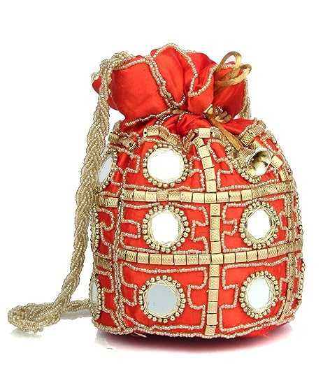 Women's Red Wedding/Gift/Party-Wear Potli Bag