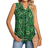 Anyhold Women's Chiffon Tank Tops Sleeveless V Neck Blouse Dressy Casual Tops Office Work Shirts