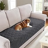 H.VERSAILTEX Couch Cover Chenille Pet Fuzzy Sofa Covers for 3 Cushion Couch Anti Slip Washable Sofa Slipcovers with Strap Soft Couch Protector Cover for Dogs Cats Kids(36" x 74", Grey)