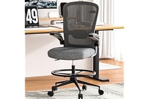 Mimoglad 𝐃𝐫𝐚𝐟𝐭𝐢𝐧𝐠 𝐂𝐡𝐚𝐢𝐫, Tall Office Chair with Adjustable Lumbar Support, Ergonomic Standing Desk Chair, Mesh Computer Chair for Drawing Work (Modern, Dark Gray)