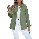 luvamia Jean Jackets for Women 2026 Fall Fashion Oversized Button Down Denim Jacket Western Shacket Jacket with Pockets