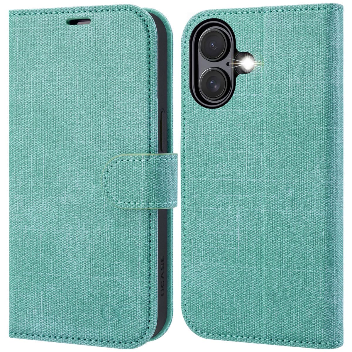 OCASE for iPhone 16 Case, PU Leather Wallet, Magnetic Flip Folio Cover with RFID Blocking, Card Holders, Shockproof TPU, and Kickstand for 6.1 Inch iPhone 16 (2024), Denim Green