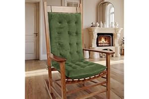 OVOV Thick Rocking Chair Cushion Warm Tufted Rocking Chair Pads Set of 2 with Ties High Back and Seat Cushion Suitable for In