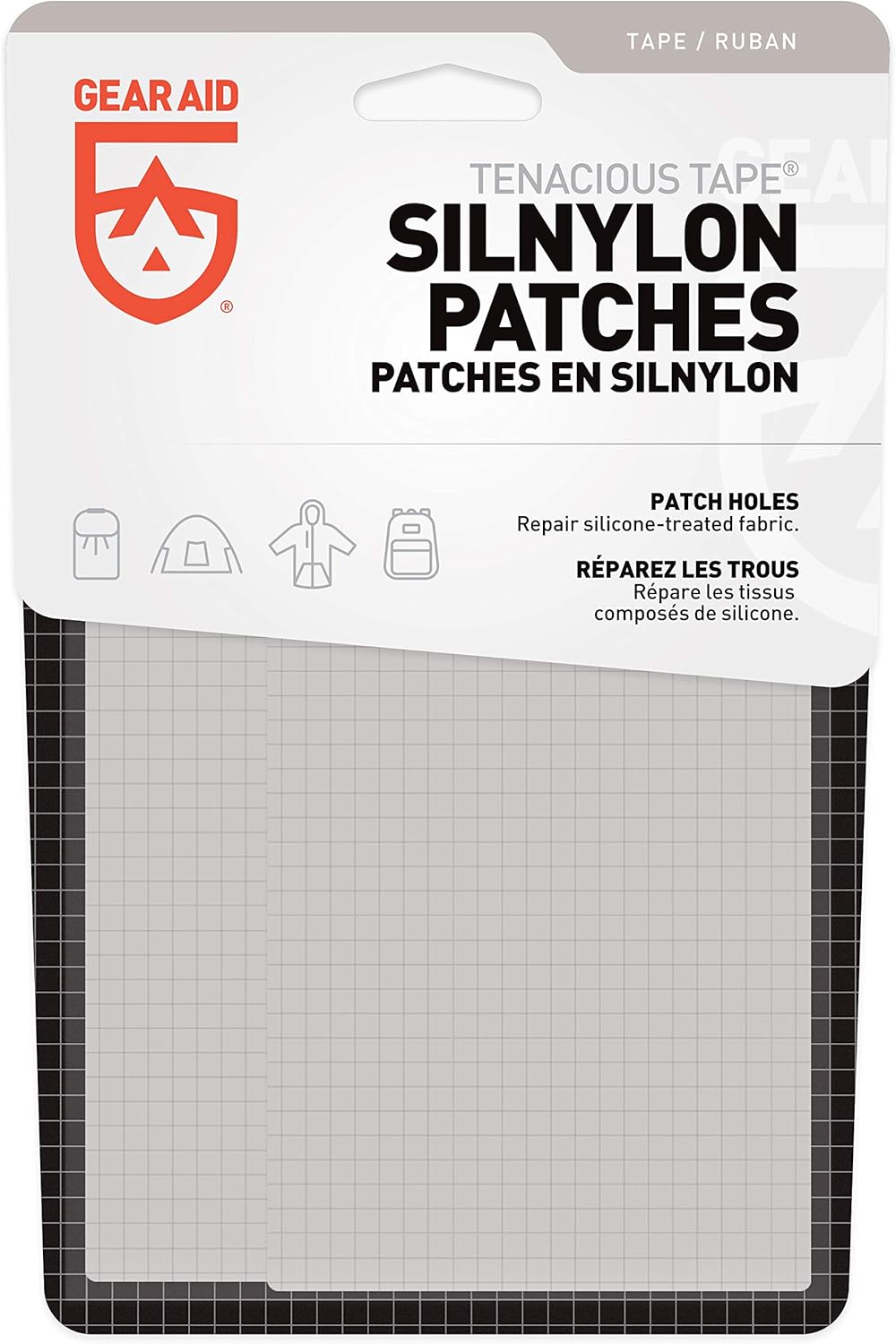 GEAR AID Tenacious Tape Silnylon Patches for Silicone Tent and Tarp Repair, 3”x5”