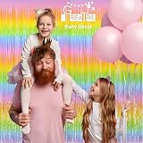 GREATRIL Pastel Rainbow Foil Fringe Curtain 2 Pack 3.2ft x 8.2ft Backdrop view 6