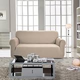 SAMSTEX 3 Seater Sofa Cover Taupe Stretch Slipcover 1-Piece view 2