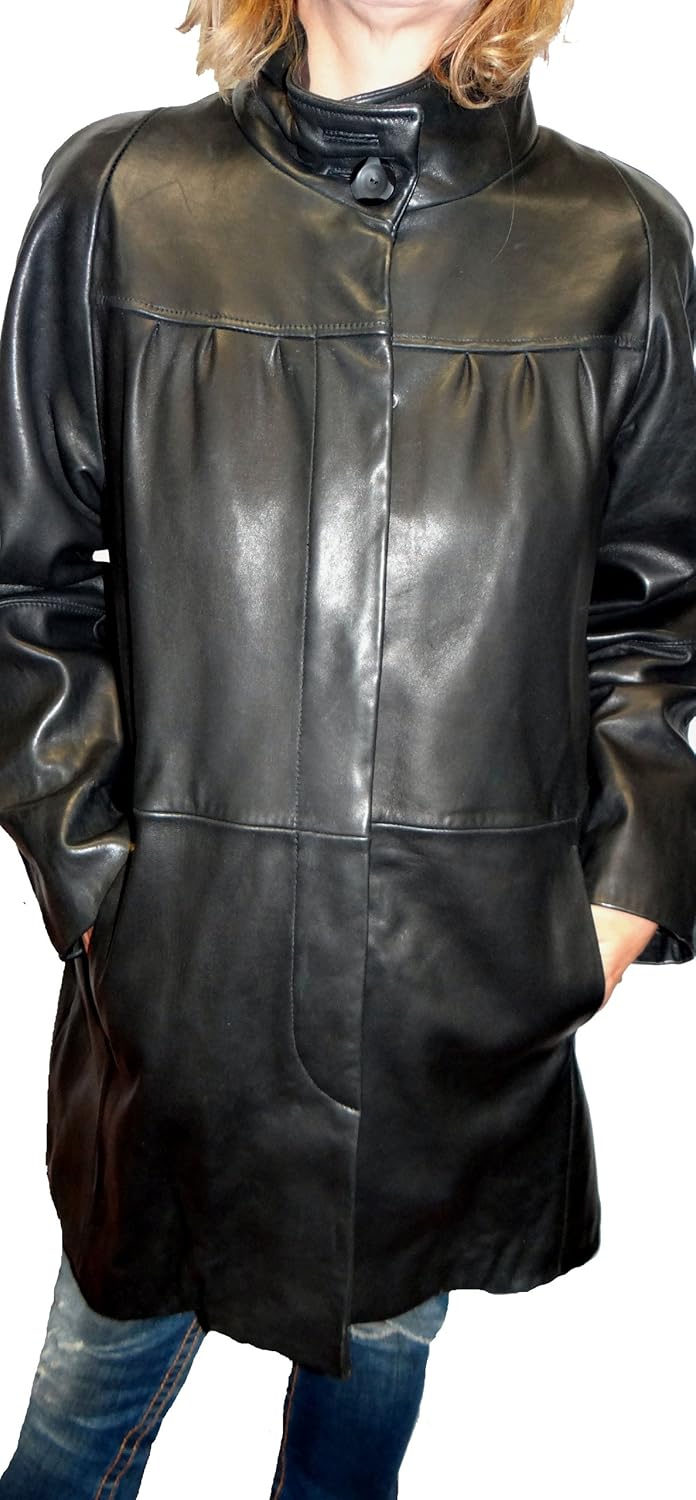 Tibor Design Women's Plus Size Leather Coat-Black-5XL at Amazon Women's Coats Shop