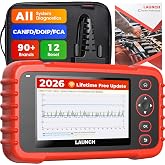 Launch Scanner CRP129X Plus OBD2 Scanner Diagnostic Tool, All System Car Scanner, 12 Reset Injector Coding/Throttle/SAS/Oil/EPB/BMS/TPMS Reset Scan Tool, FCA SGW, CANFD&amp;DoIP, Free Update