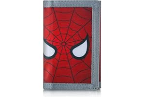JONYEE Kids Wallet for Boys Ages 4-18, Novelty Trifold Wallet with Key Chain and Zipper Coin Pocket for Teens Children Girls Toddler, Canvas Wallet for Outdoors Sports Birthday Gifts -Spider Hero