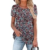 CRAZY GRID Women Trendy Summer Tops Casual Short Sleeve Shirts Loose Fit Work Blouses