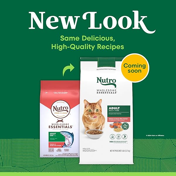 NUTRO WHOLESOME ESSENTIALS ADULT DRY CAT FOOD, SALMON & BROWN RICE RECIPE, 5 LBS.