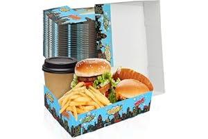 BACSBOO 30 Pcs Superhero Party Supplies Snack Trays 4 Corner Food Boxes Superhero Party Decorations Paper Food Trays Superhero Birthday Party Favors Disposable Food Holder for Popcorn Nacho Theater Snack