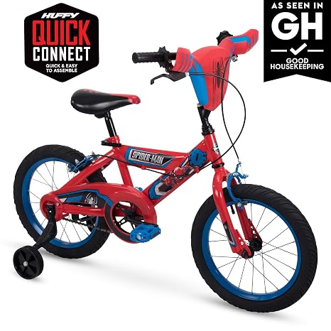 huffy marvel spider man 16 bike with webtrap handlebar plaque