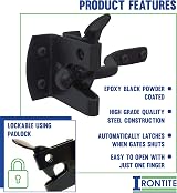 IRONTITE Auto Gate Latch Black Epoxy Finish for Wooden Gates view 4