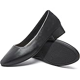 Jeekopeg Low Chunky Pumps Women's Round Toe Heels PU Leather Chunky Pump Shoes Classic Closed Toe Pumps Low Heel Dress Shoes for Women