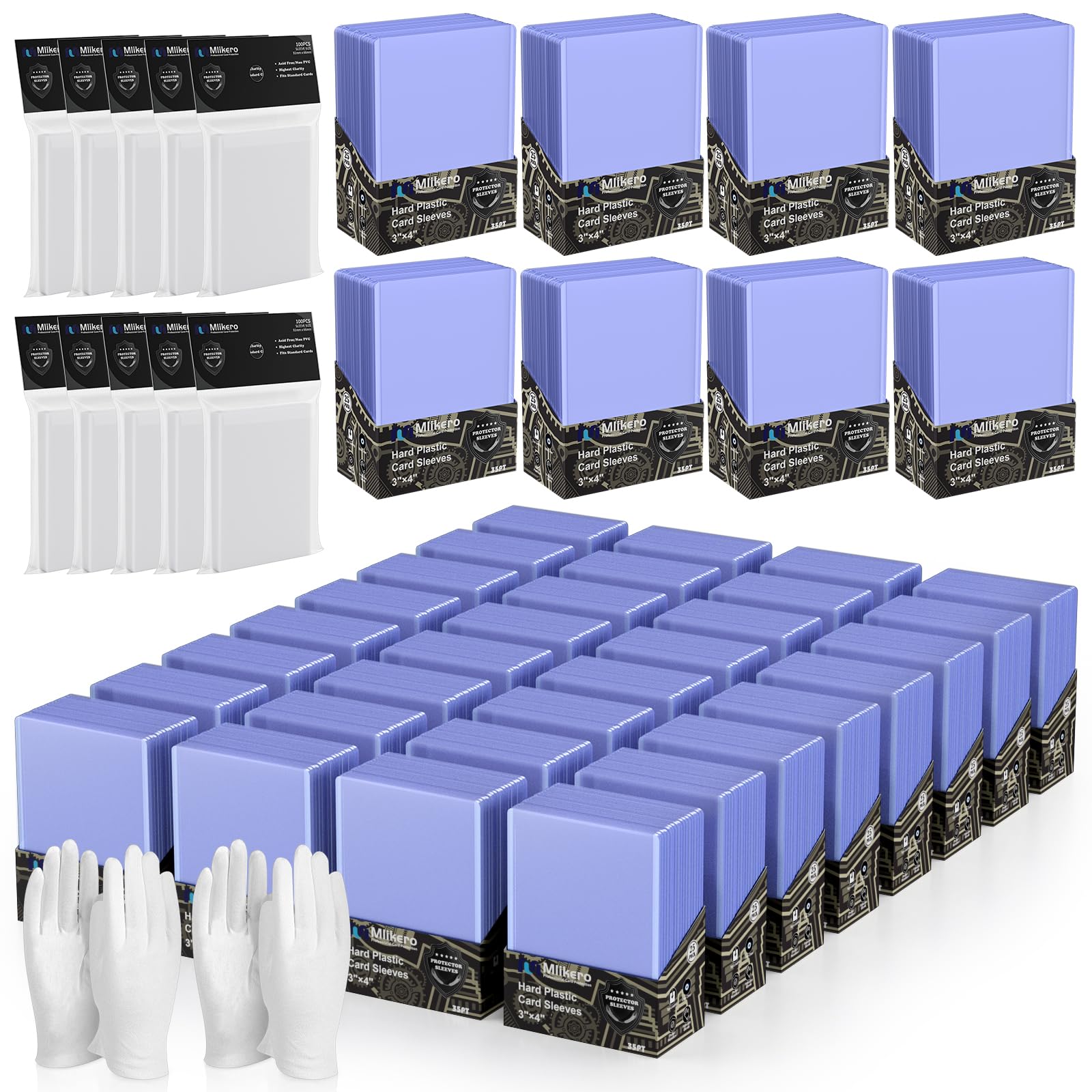 Photo 1 of 2000 Card Sleeves Top Loaders for Cards, 3"X4" Toploaders for Cards, Premium Baseball Card Protectors Hard Plastic for Sports and Game Cards (1000 Top Loaders + 1000 Clear Sleeves)