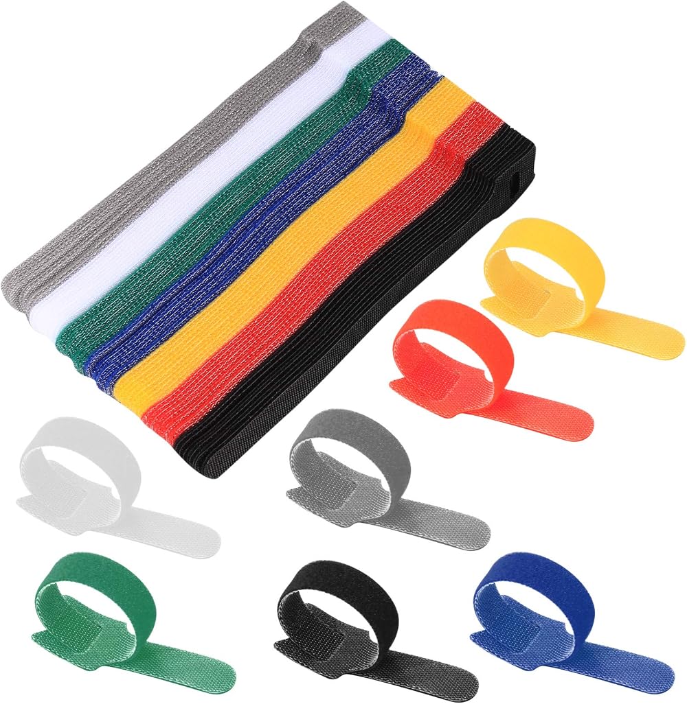 LJHOME 70 Pcs Reusable Cable Ties Management Straps Wire Tidy Organisers