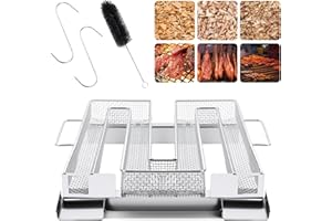 BAIWANT Cold Smoke Generator Stainless Steel for Hot and Cold Smoking with Hooks and Brush for BBQ Grill Smoker Perfect for S