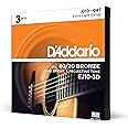 D'Addario Guitar Strings - Acoustic Guitar Strings - 80/20 Bronze - For 6 String Guitar - Deep, Bright, Projecting Tone - EJ10-3D - Extra Light, 10-47 - 3-Pack