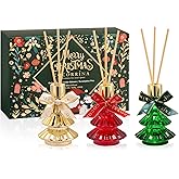 COCORRÍNA Christmas Reed Diffuser Set of 3 - Cedar Balsam, Eucalyptus Pine, Balsam & Fir Scents - Total 6.09 oz, Home Fragrance Long-Lasting Scented Diffuser with Sticks
