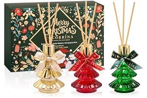 COCORRÍNA Christmas Reed Diffuser Set of 3 - Cedar Balsam, Eucalyptus Pine, Balsam & Fir Scents - Total 6.09 oz, Home Fragrance Long-Lasting Scented Diffuser with Sticks