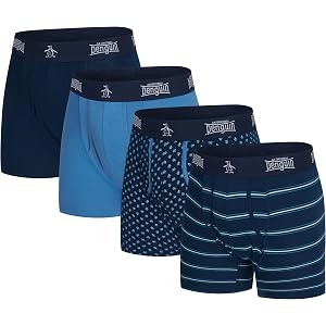 Original Penguin Men's Boxer Briefs 4 Pack, Cotton Underwear, Moisture-Wicking, No-Ride-Up Fit