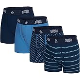 Original Penguin Men's Boxer Briefs 4 Pack, Cotton Underwear, Moisture-Wicking, No-Ride-Up Fit