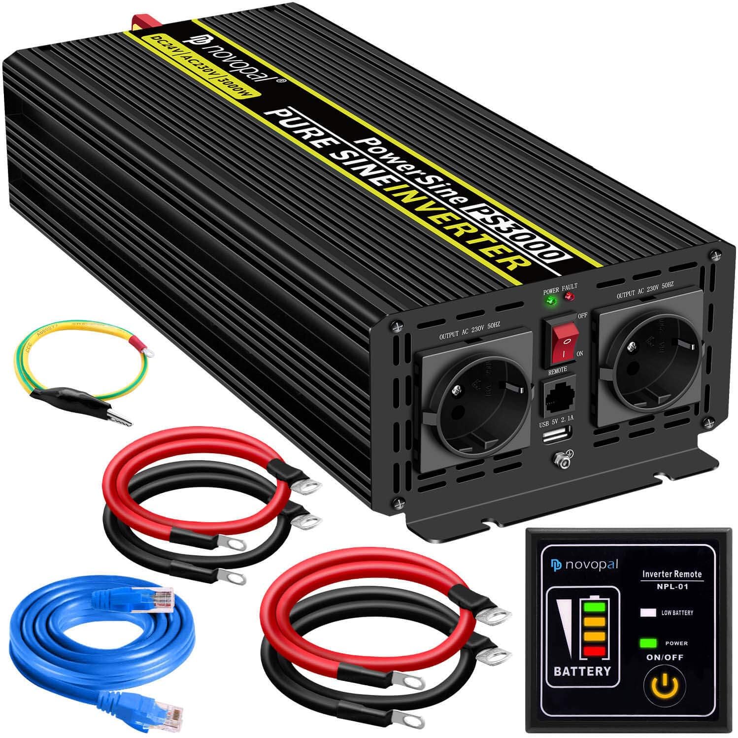 Power Inverter Pure Sine Wave3000 Watt 24V DC to 230V Amazon.co.uk