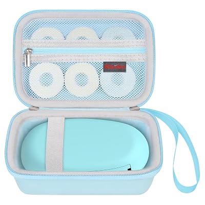 Elonbo Carrying Case for SUPVAN E10 Bluetooth Label Maker Machine, Portable Mini Thermal Label Printer Storage Holder, Wireless Small Handheld Sticker Maker Travel Bag, Pocket Fits Paper, Blue